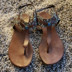 Brown Sandals W/ Turquoise Accent